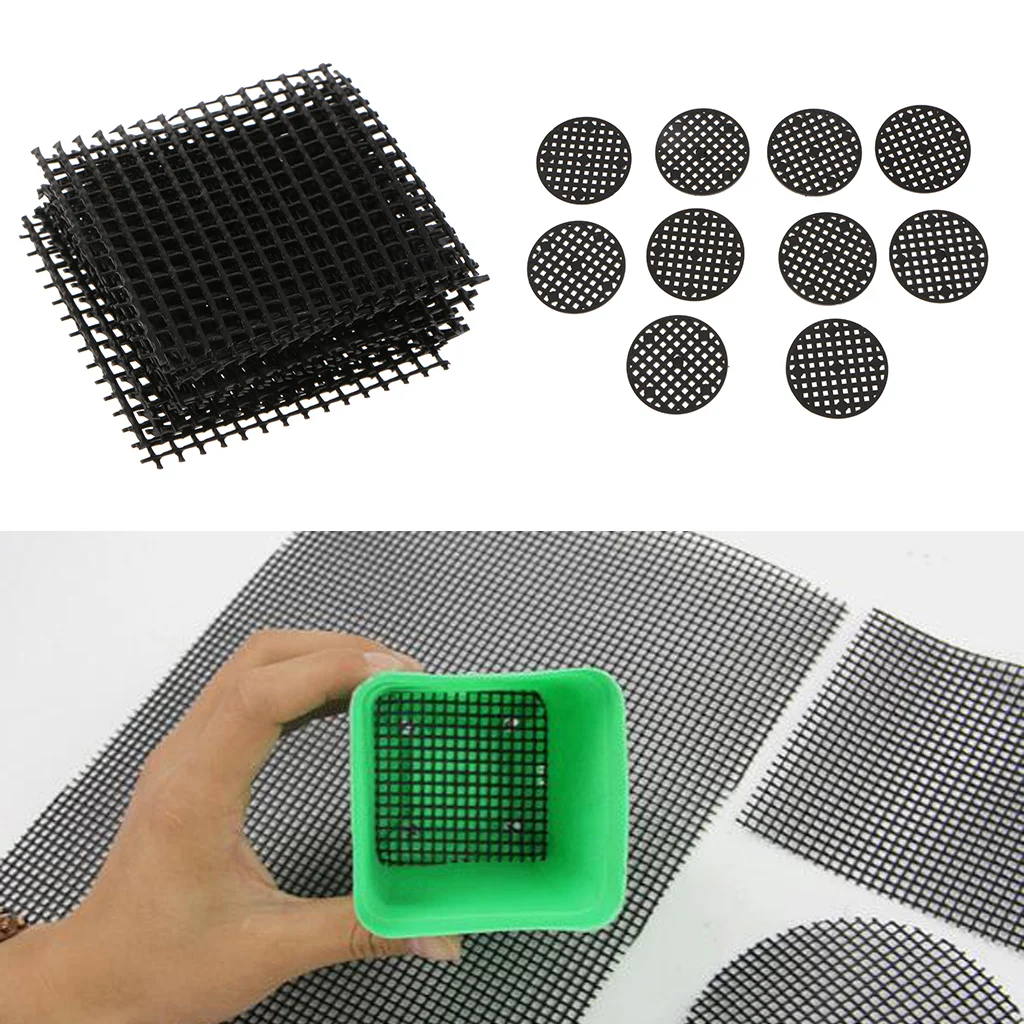 Pack of 20 Flowerpot Bottom Net Bonsai Mesh Sheet Plastic Drainage Net 4.5 & 5cm