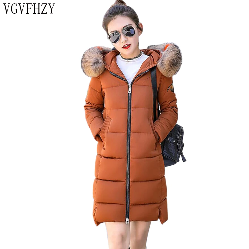 Fourrure Coton 2018 Beige rouge Capuchon noir Hiver caramel Col Long Taille Plus Outwear D'hiver Nouveaux Chaud Parkas Veste De Femmes jaune Épaisseur La Grand À Colour Manteau qqrw8fgE