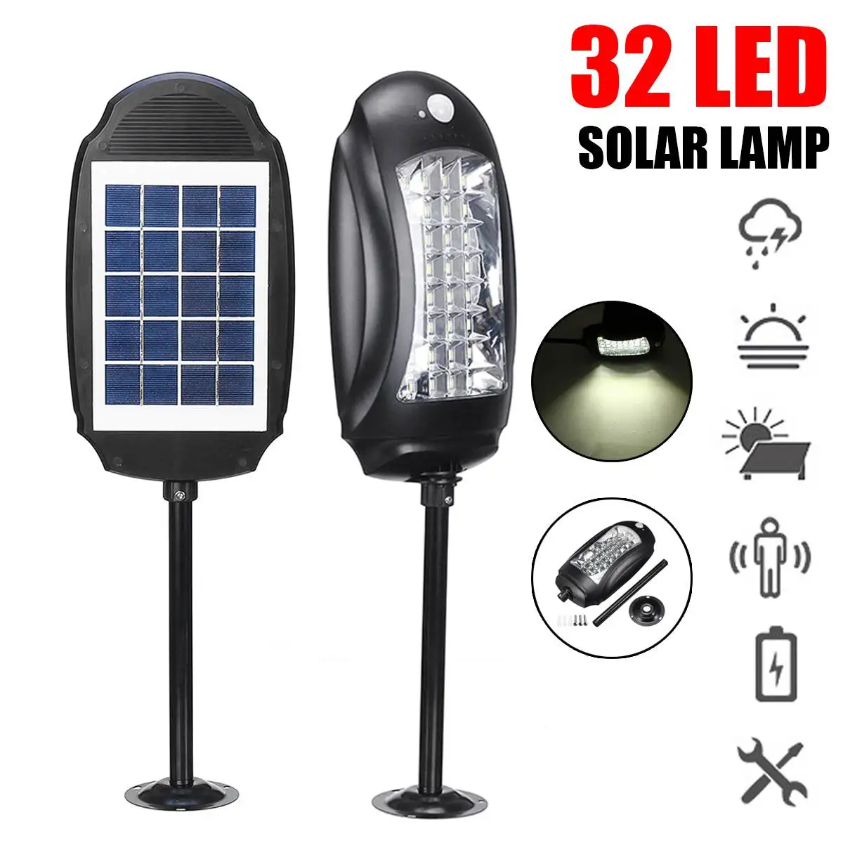 

Outdoor LED Solar Powered Light PIR Motion Sensor Waterproof Lamp Light Home Garden Street Wall Street Path Night Light