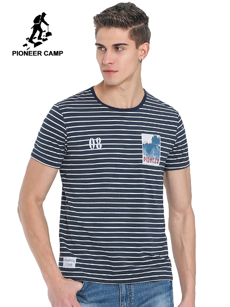 

Pioneer Camp summer striped T-shirt men brand clothing fashion short T shirt male top quality stretch casual Tshirt ADT702128