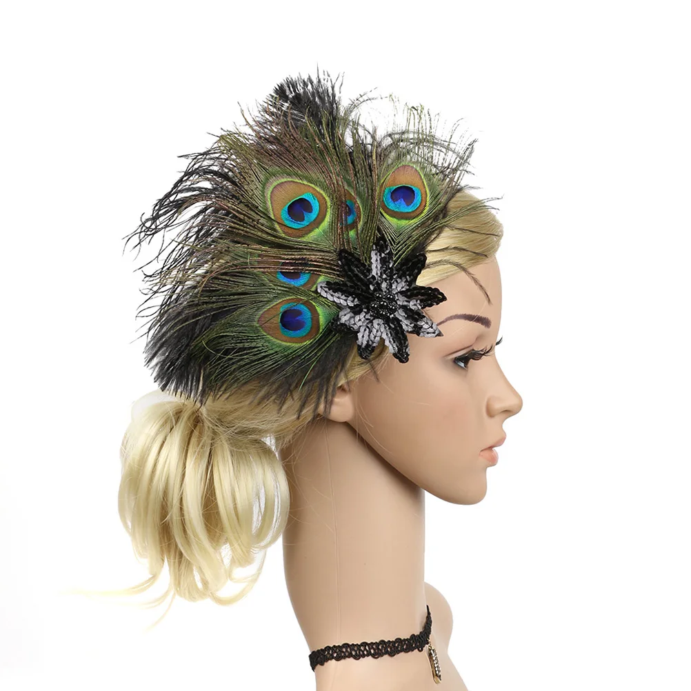 Элегантная заколка для волос с перьями павлина, заколка для волос, головные уборы, вечерние коктейльные аксессуары для девочек и женщин(черный цвет), аксессуары для одежды