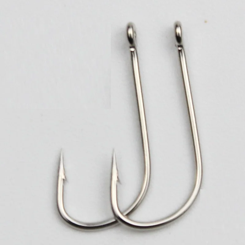 20pcs/lot Long Shank Barbed Fishhook 2#-10# silver high Carbon Steel Single Circle carp Bass hook Sea Tackle Accessories