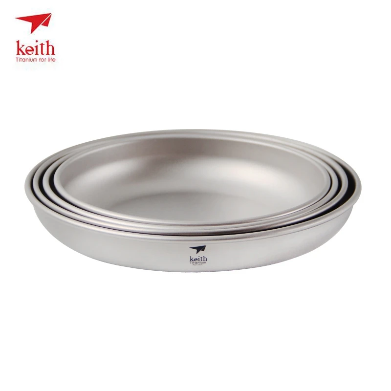 

Keith Titanium Plate 4pcs Titanium Camping Pot Dishes Outdoor Hiking Travel Tableware Portable Camping Plate Ti5372 Dropshipping