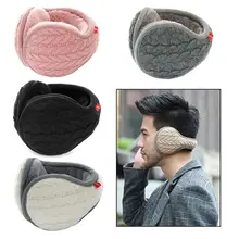 Foldable Unisex Fashion Knitted EarMuffs Plus Velvet Winter Warm EarMuff Women Men Knitted Ear Muffs Adult Knitted Earmuffs