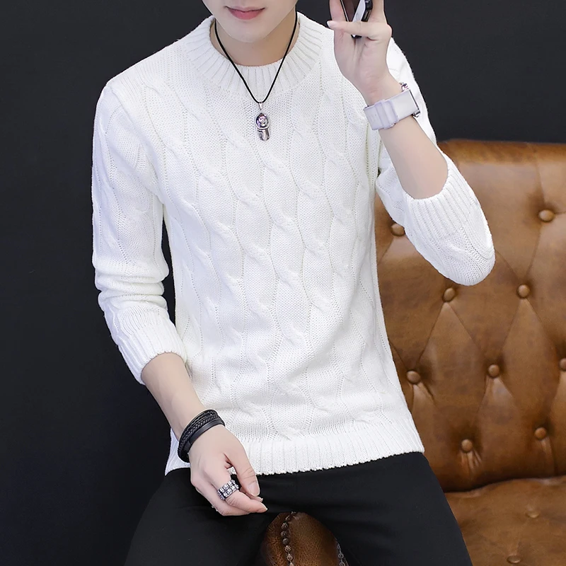 Mens Sweaters Autumn Spring Fashion Solid Casual Sweater O-Neck Slim Fit Knitting Men Sweaters Pullovers Twisting Men Pullover