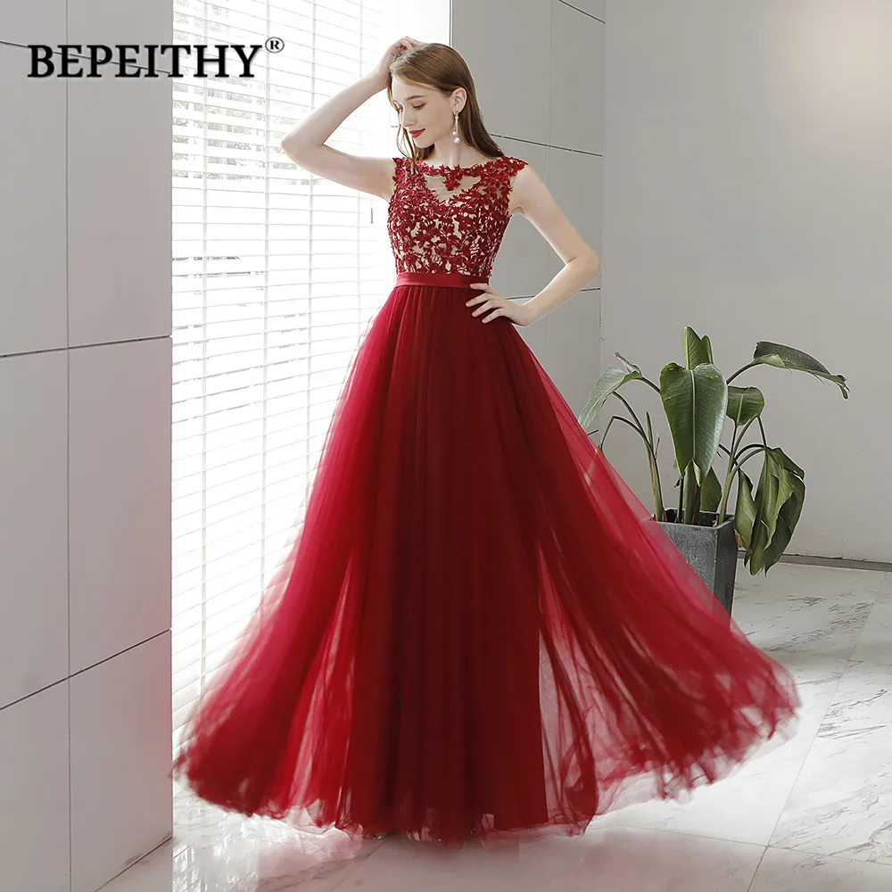 

Vestido Formatura Burgundry Prom Dresses Long 2019 Sexy Backless Floor Length Lace Top New Party Evening Dress Elegant