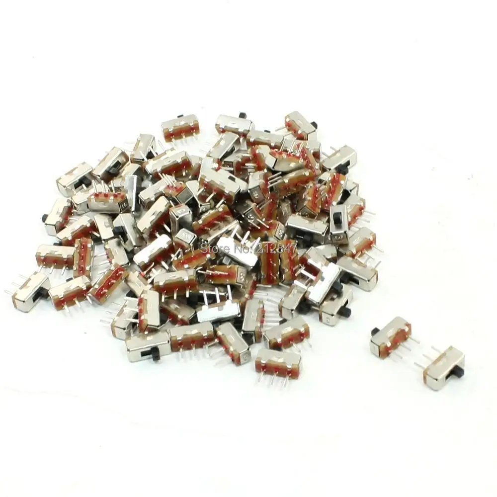 100 Pcs On/Off 3 Pin SPDT Mini PCB DC 50V 0.3A Slide Switch 8mm x 3mm photo