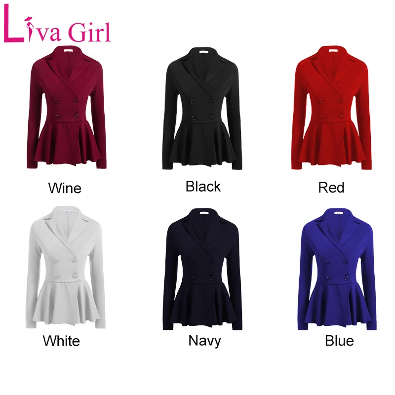 LIVA GIRL элегантный офисный двубортный Блейзер размера плюс для женщин, весеннее пальто с длинным рукавом, белый, красный, черный, для работы, приталенная куртка XXX