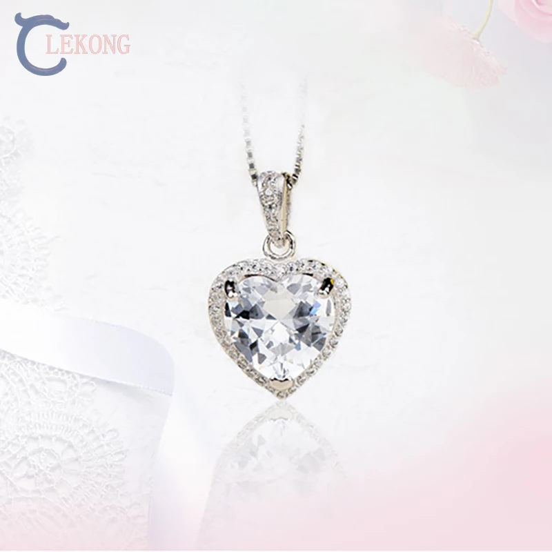 

Lekong Svarowsky 925 Silver 45cm Heart Shape Pendant Necklace for Women