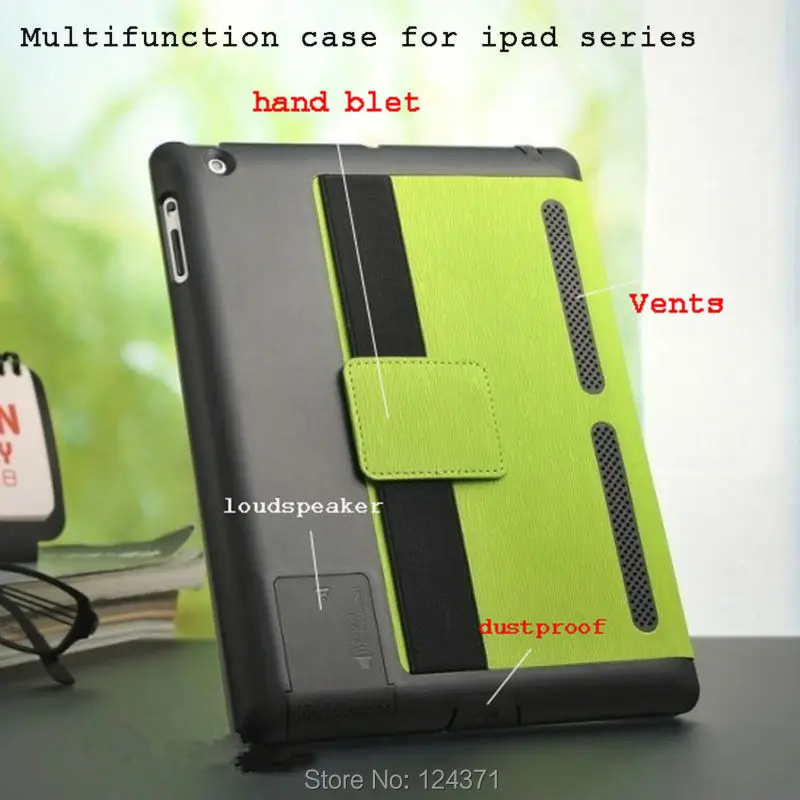 

Case for Ipad 2 3 4 Multifunction Smart Leather Case For ipad2 ipad3 ipad4 with Loudspeaker Dust plug Cooler