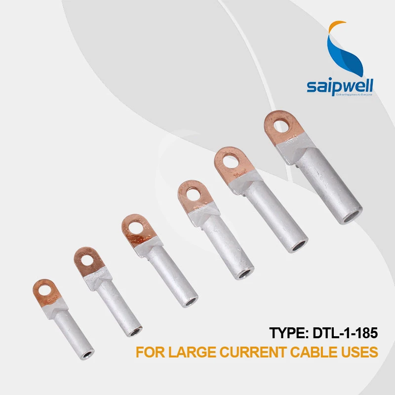 

Saipwell 185mm2 DTL-1-185 20PCS/Lot copper connecting terminal with alumnium coat for high voltage cable insulated terminal