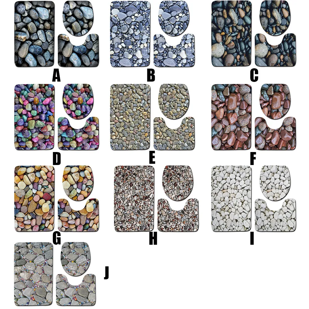 

Toilet Seat Cover 3pcs Non-Slip Bath Mat Bathroom Kitchen Carpet Doormats Decor Cushion Warm Toilet Cover Bath Mat #35