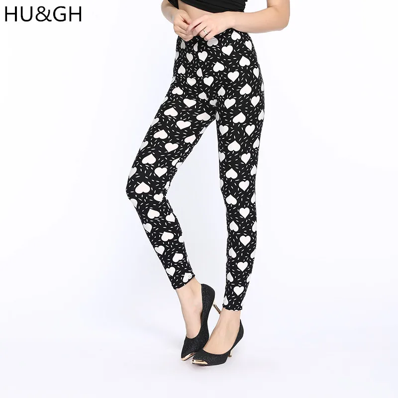 

HU&GH Brand Women Printed Leggings Hot 2017 Fashion High Waist Love printing Fitness Elasticity Pant Female Casual Leggins