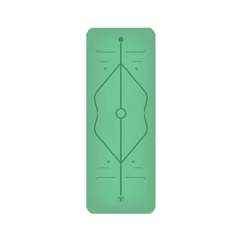 5 мм натуральный резиновый коврик для йоги PU Противоскользящий слой линия тела позиционирование точечный дизайн защита окружающей среды спортивный коврик - Цвет: Зеленый
