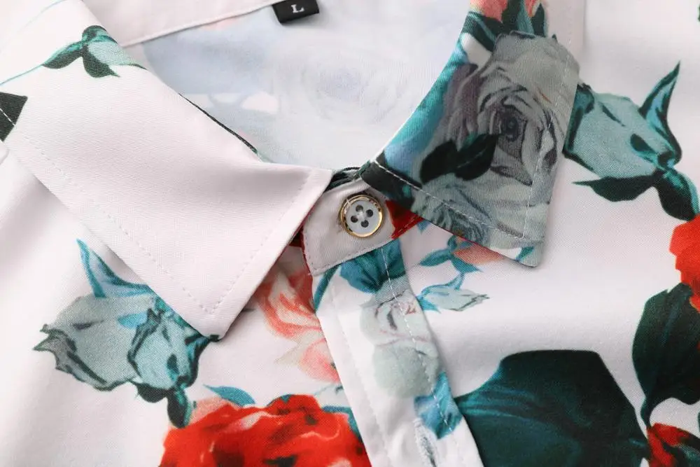Плюс Размер 6XL 7XL рубашка с цветочным принтом для мужчин короткий рукав полиэстер светская рубашка корейский стиль Цветочные блузки для мужчин лето