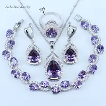 L& B прекрасный подарок фиолетовый камень белый кристалл логотип 925 серебряный цвет комплекты ювелирных браслетов для женщин