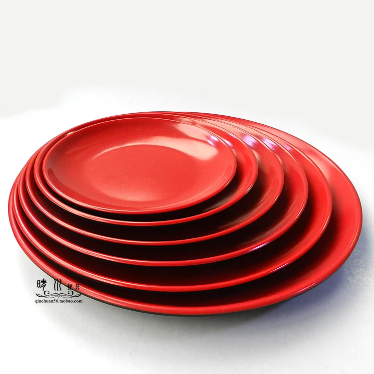 Two color melamine plates large disc salad plate round dish fried rice