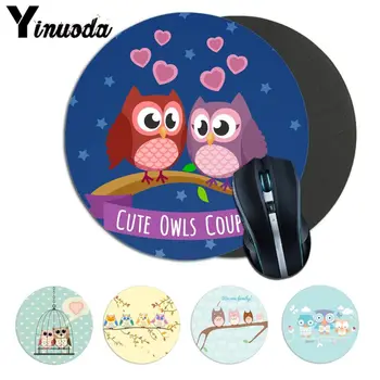 

Yinuoda Love Couple Owls Family pattern Laptop Computer round desk pads Mousepad Natural Rubber Round Gaming Mouse Pad