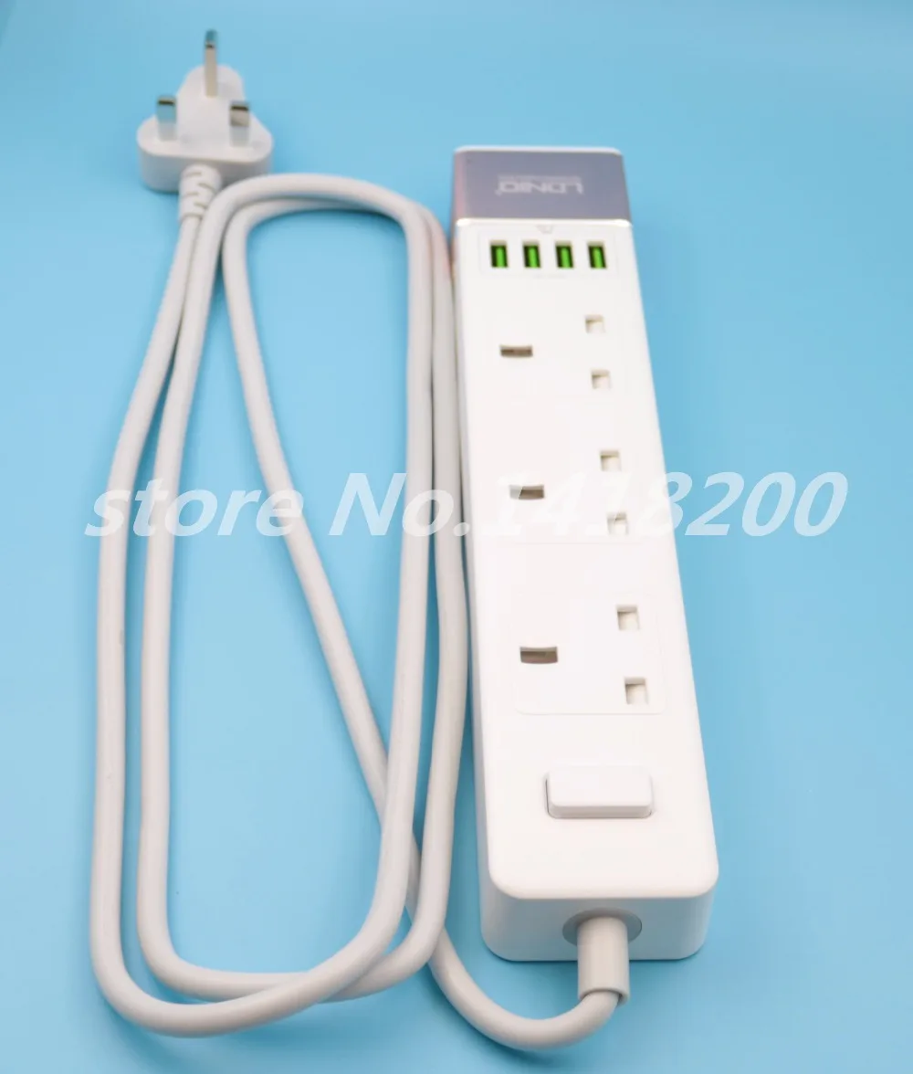 

Free shipping LDNIO UK Plug Universal Power Adapter 3 Sockets Outlets With 4 USB Extension Port