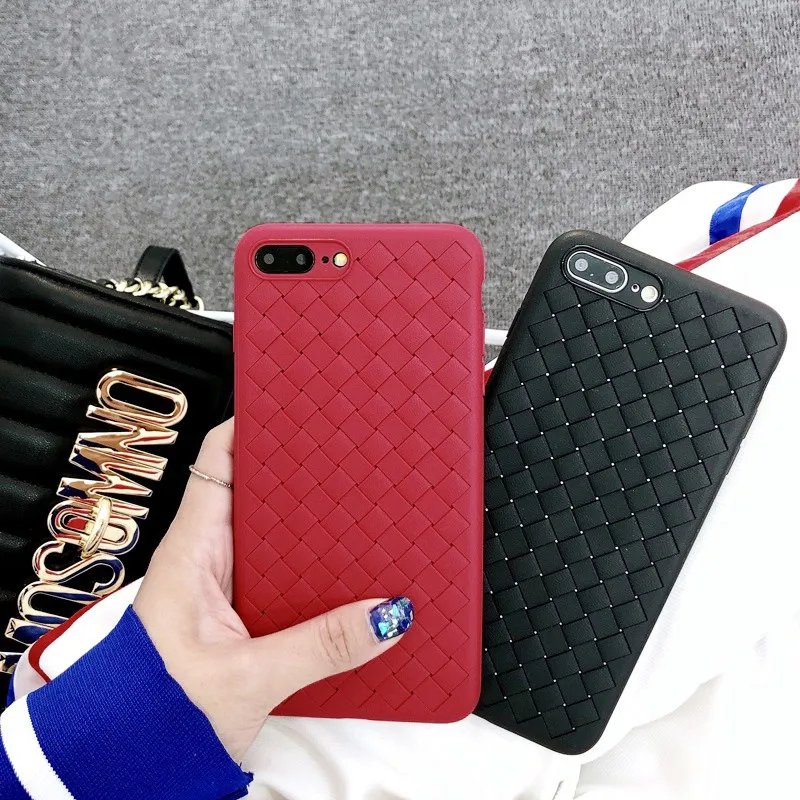 Artisome Soft Silicone Case For Apple iPhone 7 8 Plus Case For iPhone X 10 6 6s 7 8 Case 360 Protect Shell Grid Woven Cover (13)
