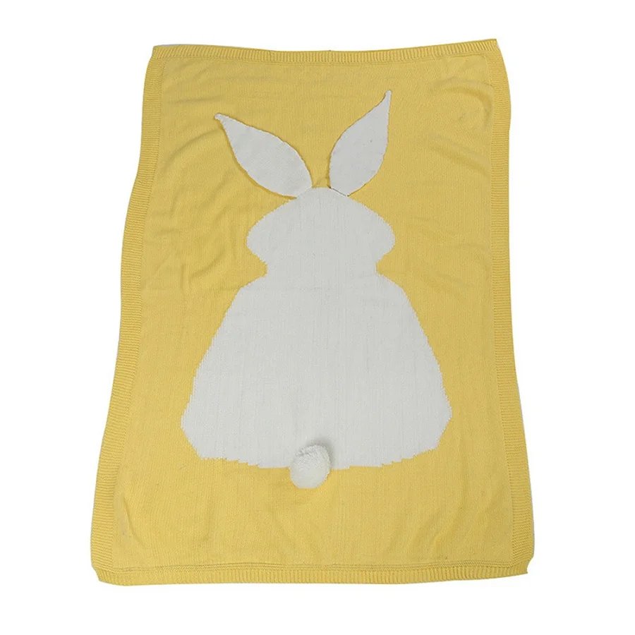 Cartoon Rabbit Baby Blanket Soft Warm Knitting Infant Kids Swaddle Wrap Newborn Baby Bath Towel Winter Stroller Bedding - Цвет: Yellow