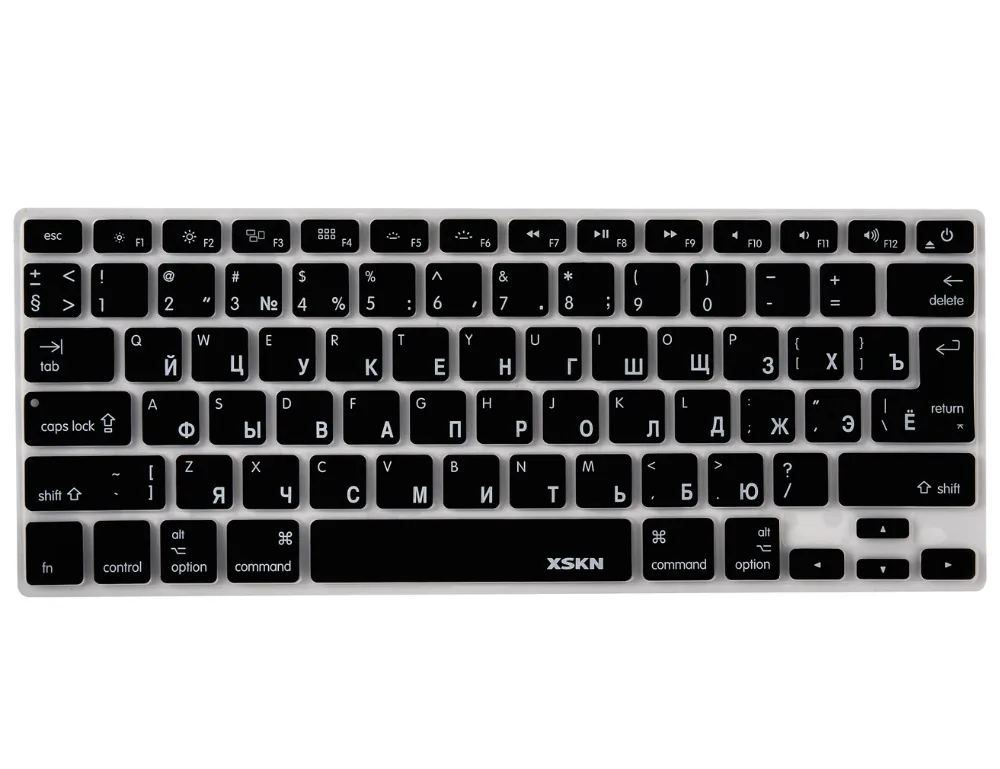 Черный цвет кожи кремниевый ноутбук протектор для ноутбука русская клавиатура защитная пленка для Apple Macbook Pro Air 13 15
