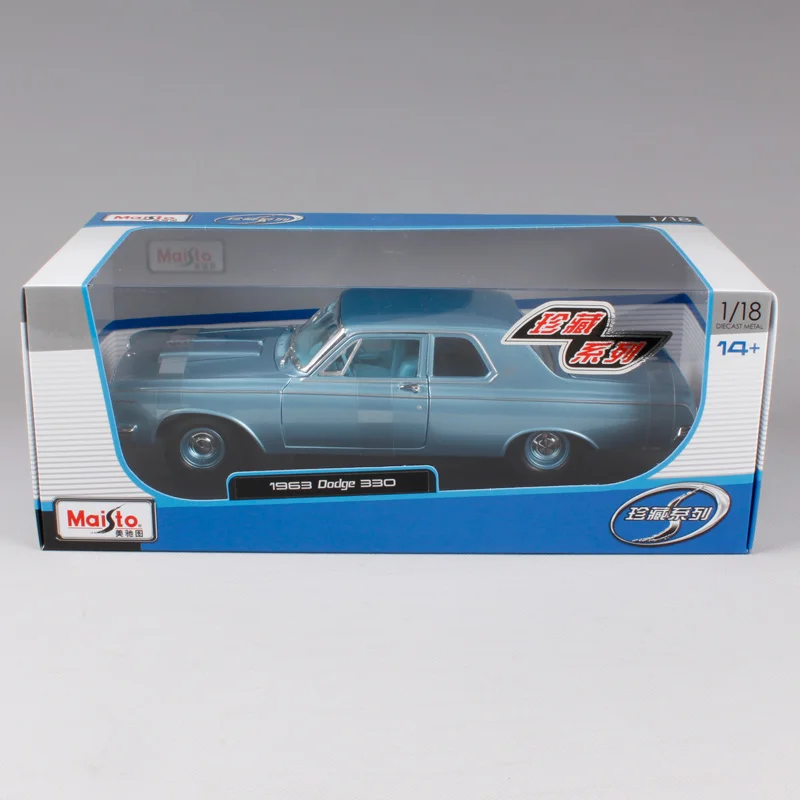 Maisto 1:18 1963 dodge 330 синий автомобиль литья под давлением для любителей 295*105*80 мм винтажные роскошные модели автомобиля мужские motorcar