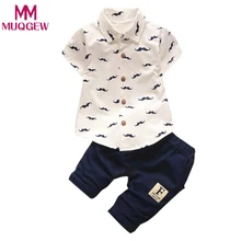 Г. Летняя одежда для маленьких мальчиков джентльменский стиль, Детская Милая рубашка с отворотом и бородой+ брюки комплект для мальчиков из 2 предметов, эксклюзивная одежда для детей