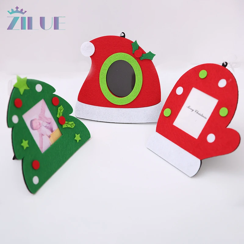 

Zilue 1pcs/Lot Christmas Decor Supplies Cloth Photo Frame Christmas Home Deco For Children Gift Christmas Photo Cloth Frame