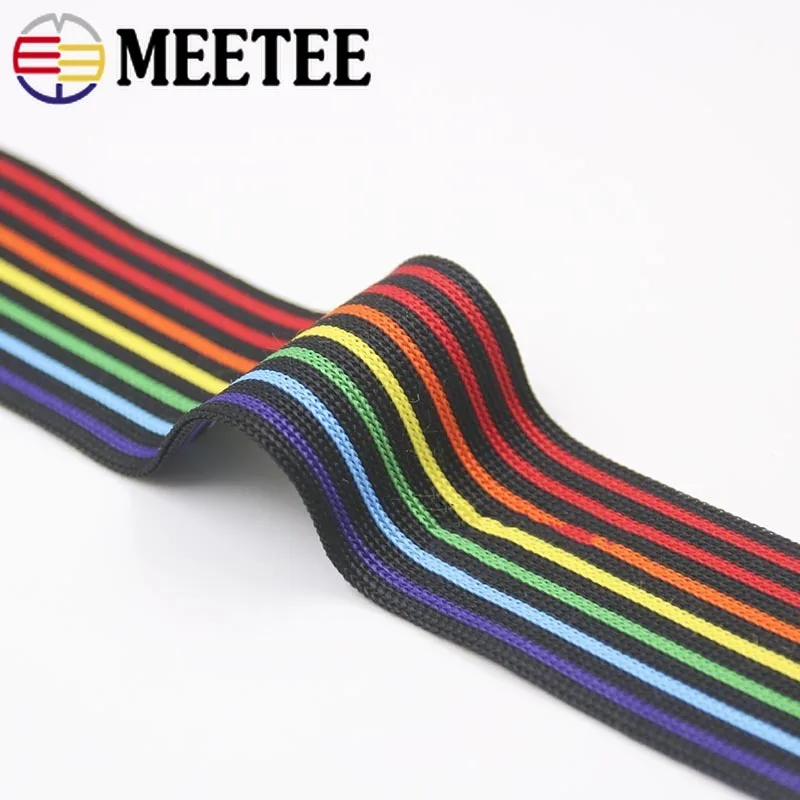 Meetee 23 метра 40 мм цветная тесьма в полоску низкая эластичная трикотажная лента для