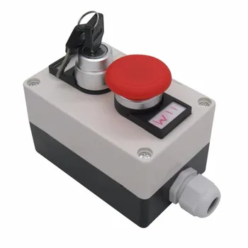

TWTADE/ Latching Key Lock Rotary Select Selector Switch + Red Mushroom Head Momentary Switch Push Button Box 440V 10A hz-Key