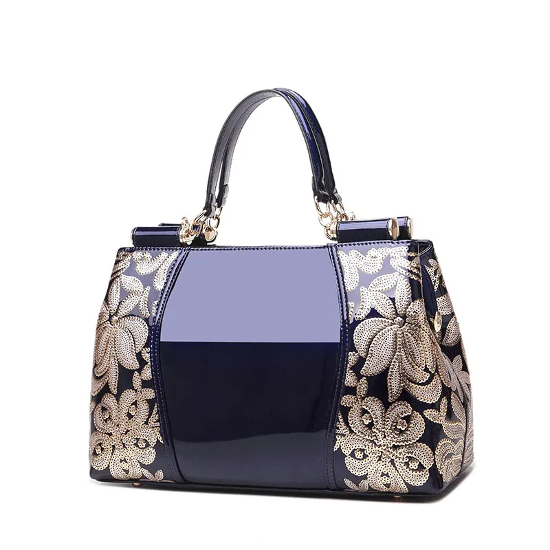 クーポン発行 Icev 新高級ブランドの女性の革ハンドバッグ花刺繍パテントレザーショルダーメッセンジャーバッグボストンクラッチボルサ Feminina 公式 特選 Pnlp Sn