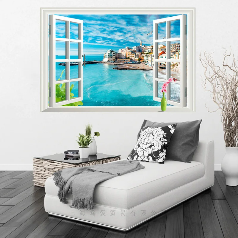 

Italian style Cinque Terre wall stickers PVC Material Removable Wall Poster For Living room Background wall Home Decor Murals