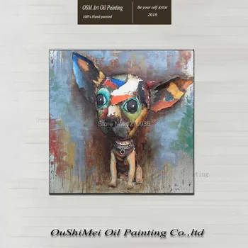 

Classic Beautiful Color Dog Big Ears Small Body Only Hand Painted Oil Painting in the Canvas Nice Decoration Wall Funny Animal