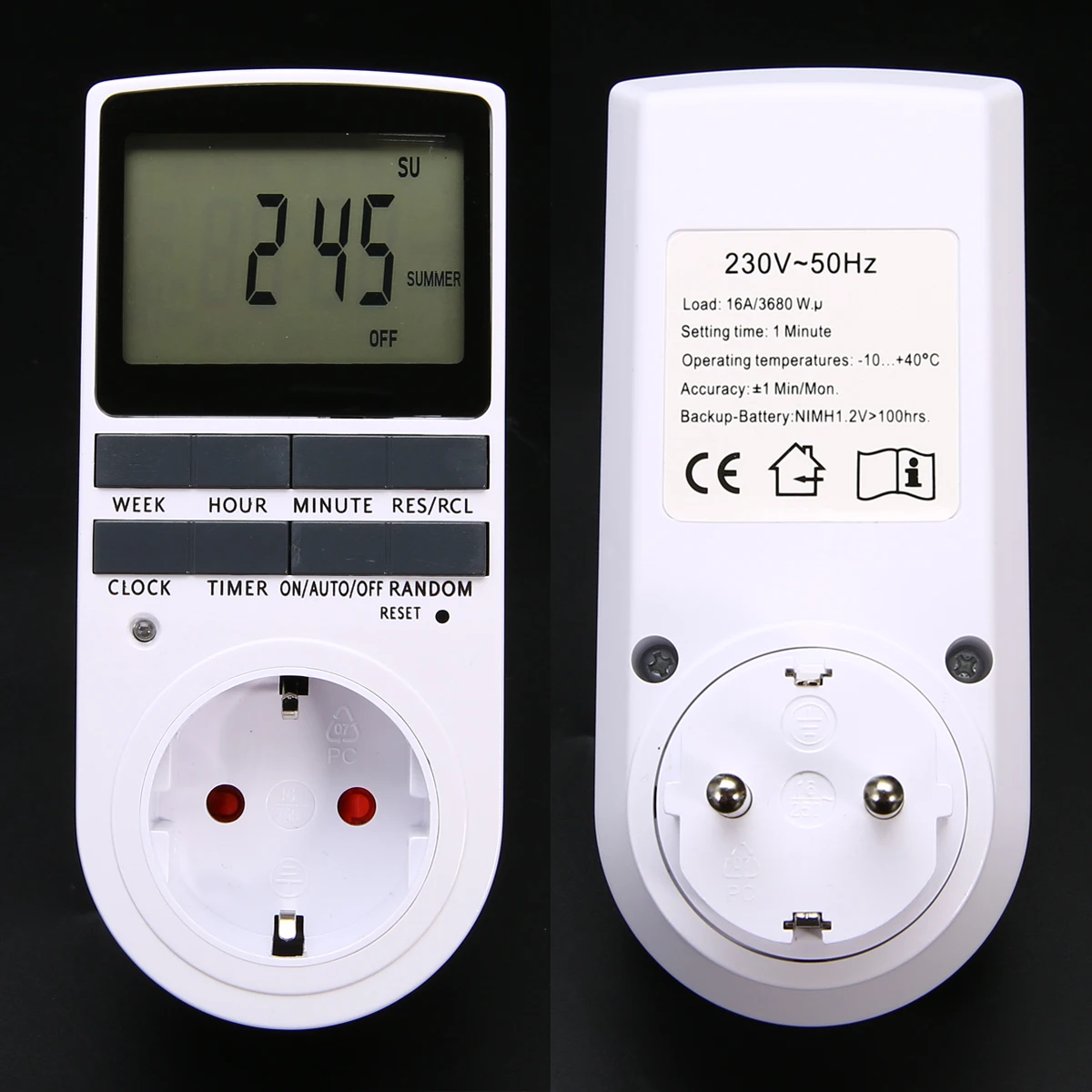 Electronic Digital Timer Socket EU Plug-in Programmable 7 Day 12/24 Hour Timing Switch Socket Kitchen Timer Outlet