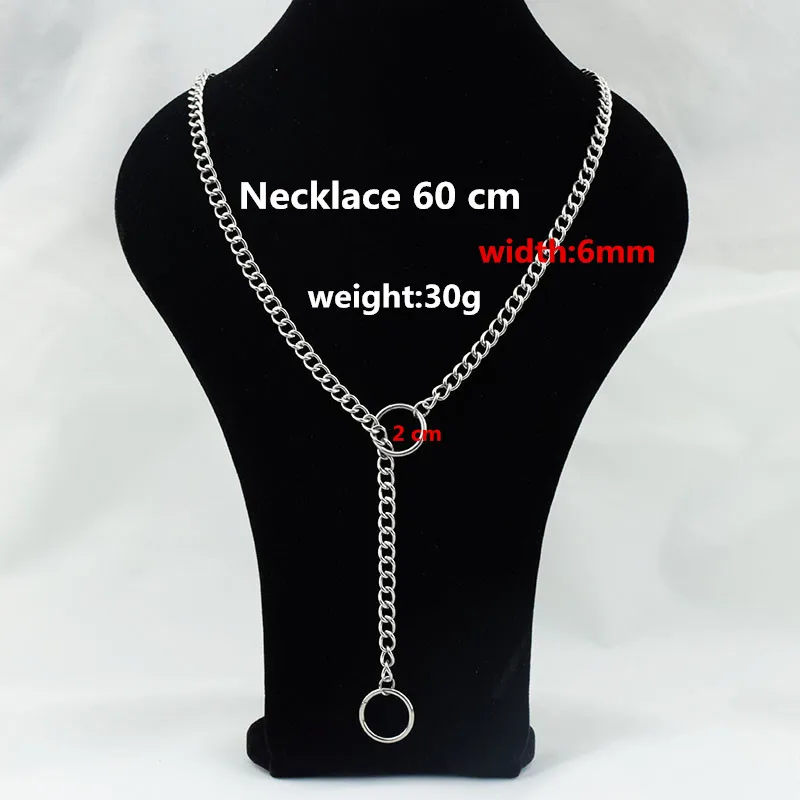 Idol звезда с шею ожерелье мужчины и wo мужчины короткое ожерелье индивидуальная длинная цепь ожерелье короткая шея цепь из нержавеющей стали - Окраска металла: width 6mm long 60cm