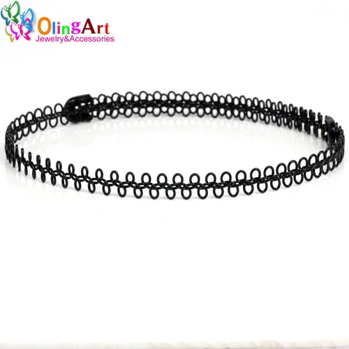 black 7MM 1PCS OlingArt популярный женский модный Женский колье 7 мм эластичное металлическое ожерелье бирюзовые украшения покрытые серебром/черным - Окраска металла: black 7MM 1PCS
