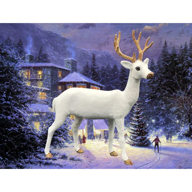 Christmas Simulation White Deer Plush Xmas Moose Dolls White Reindeer