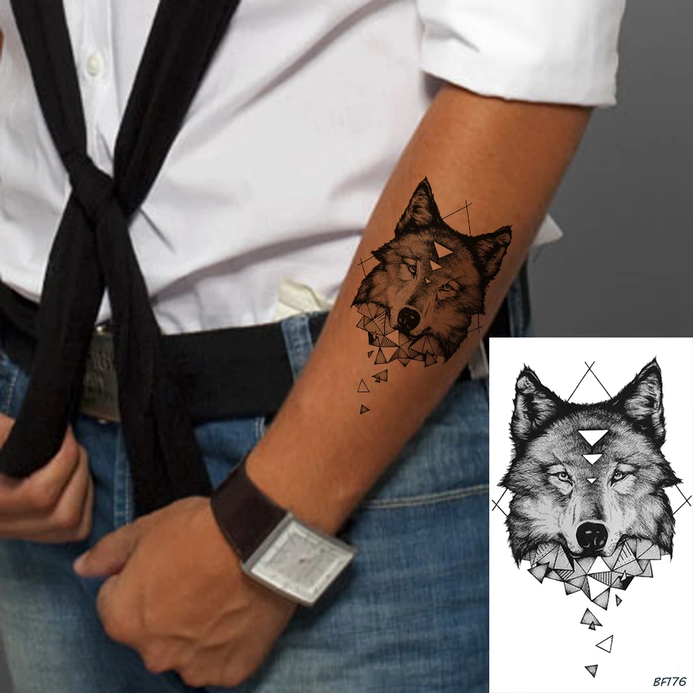 Discret Petit Tatouage Loup Femme Faux tatouages noirs imperméables pour hommes, bras de loup de renard,  autocollants d'art corporel, pointe de maquillage adhésive temporaire pour  femmes | AliExpress