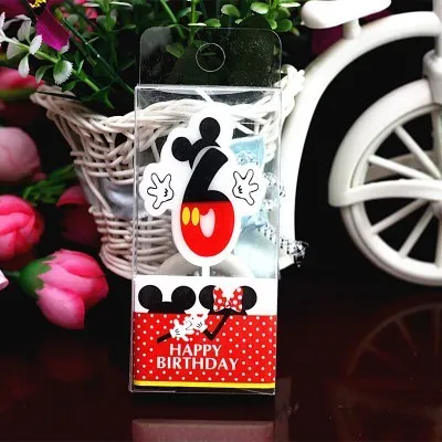 HOT Birthday Number 0-9 Candles Cartoon Mickey Minnie Mouse Happy Birthday Candle Cake Cupcake Topper Party Decoration Supplies