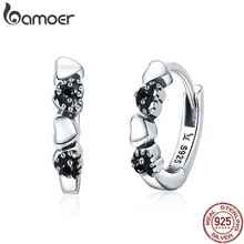 BAMOER 925 Sterling Silber Herz zu Herz Hoop Ohrringe Silber für Frauen Sterling Silber Schmuck Valentinstag Geschenk SCE445(China)