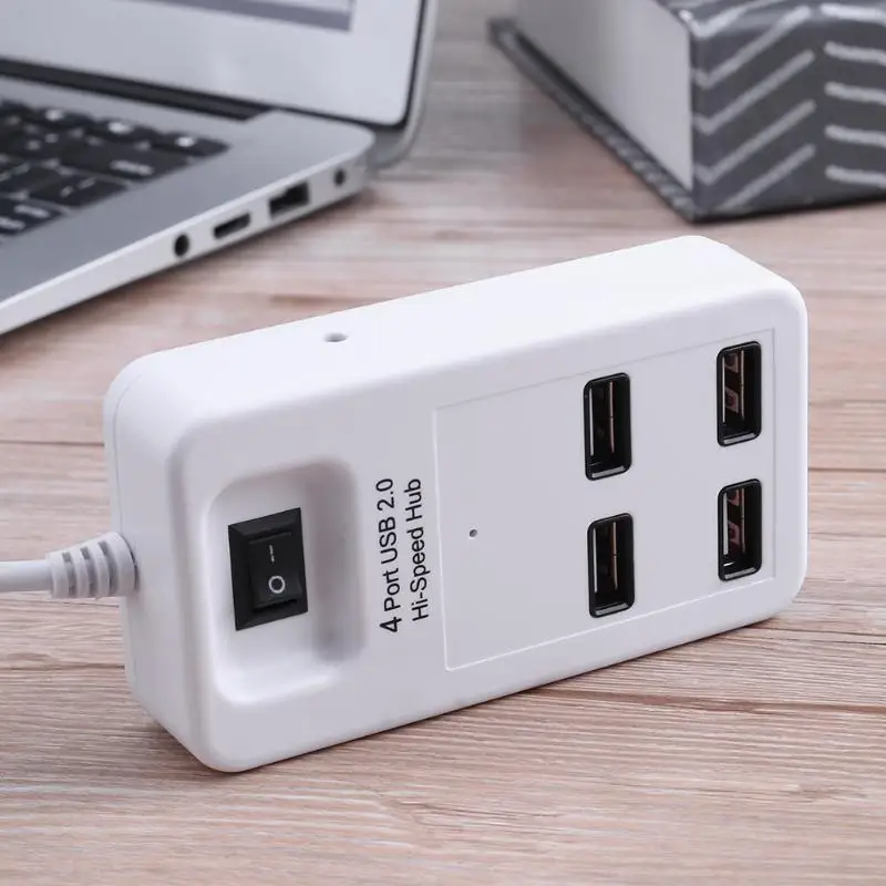 

External USB Hub DC 5V USB2.0 120cm Length High Speed 4 Port Power On/Off Switch HUB for PC Laptop Notebook