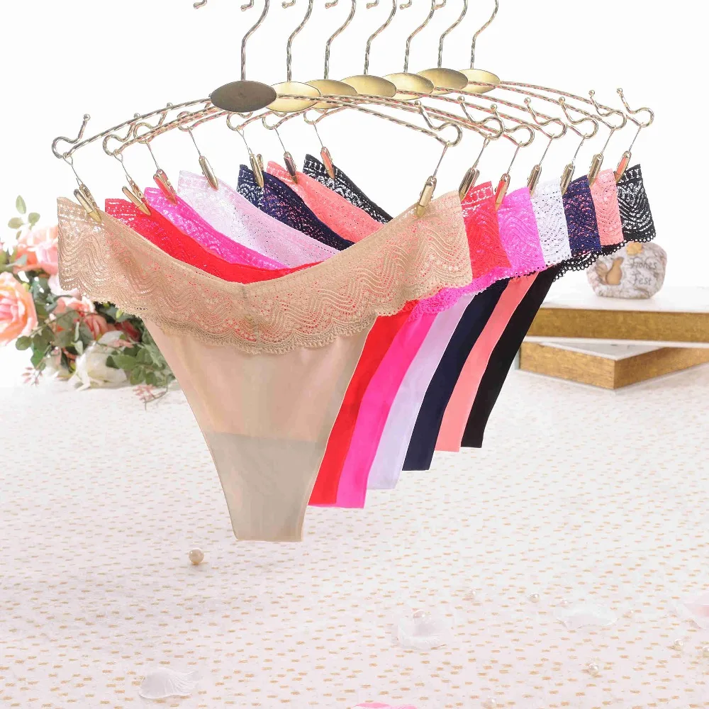 Sexy Lace Seamless Briefs Invisible women thongs and g strings Breathable Panties Thong For Women Ice Silk Briefs Erotic Women (12)