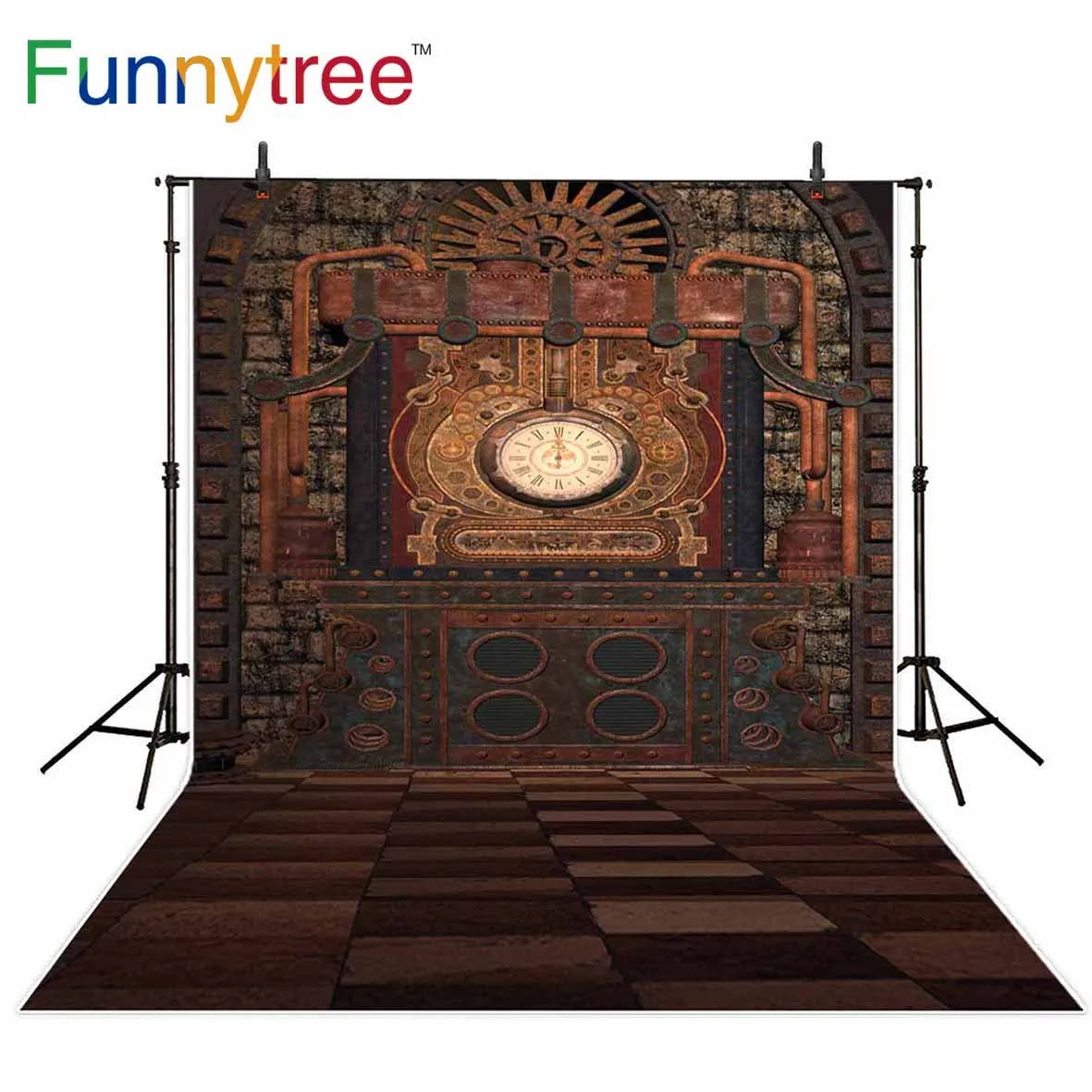 Фотофон Funnytree для фотостудии стимпанк часы фантастические шестерни винтажные
