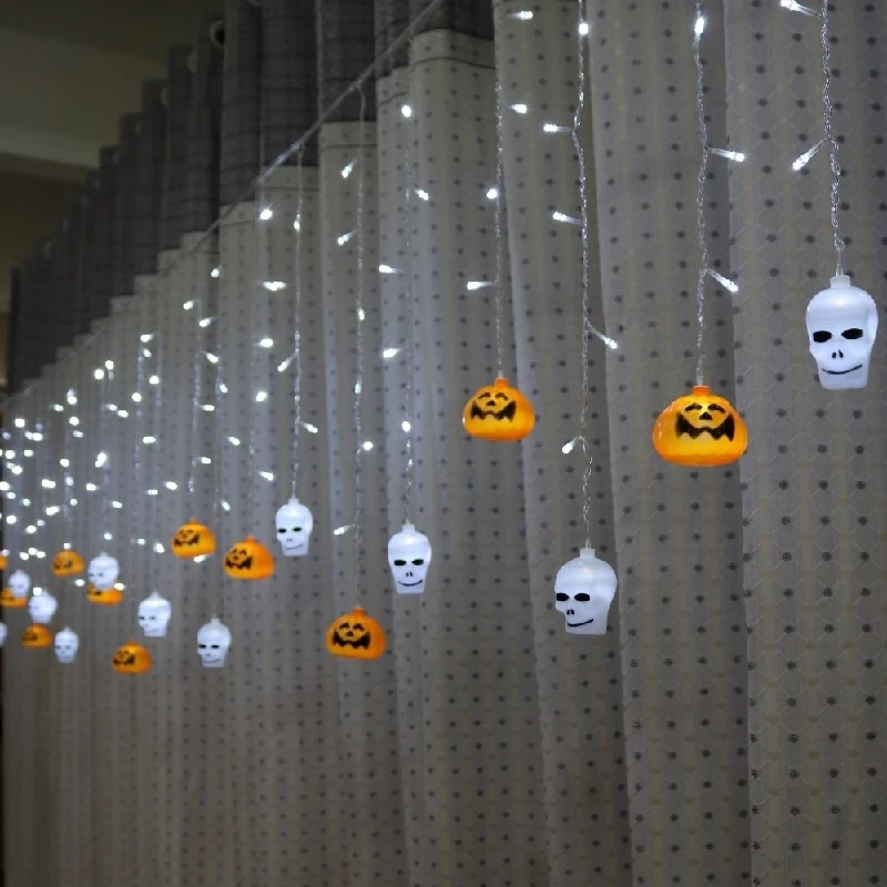 

Led Curtain Light AC220V Halloween Decoration Pumpkin Skull Spider Eye Fairy Light DA