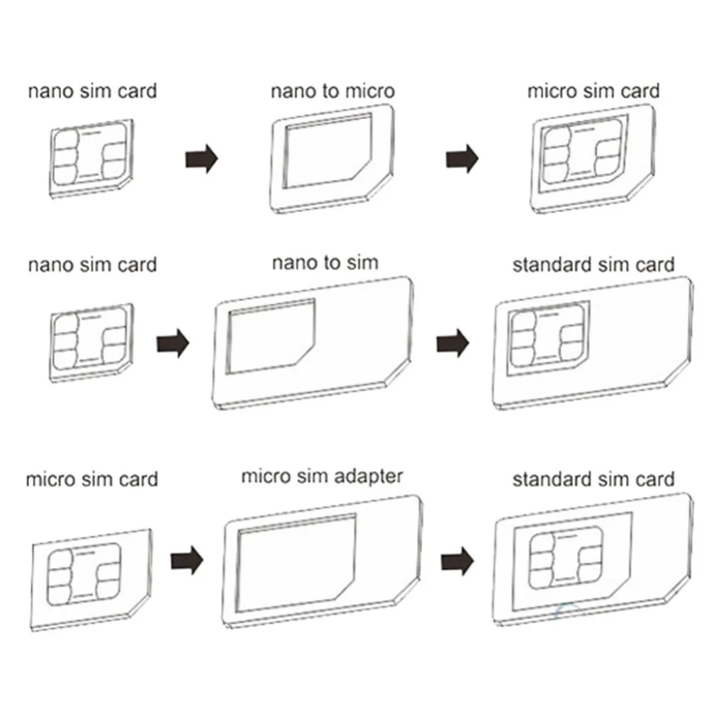 Адаптер для sim-карт 4 в 1 черный/белый адаптер для микро сим-карты с извлекающим контактным ключом для iPhone htc samsung Xiaomi Huawei; Lenovo