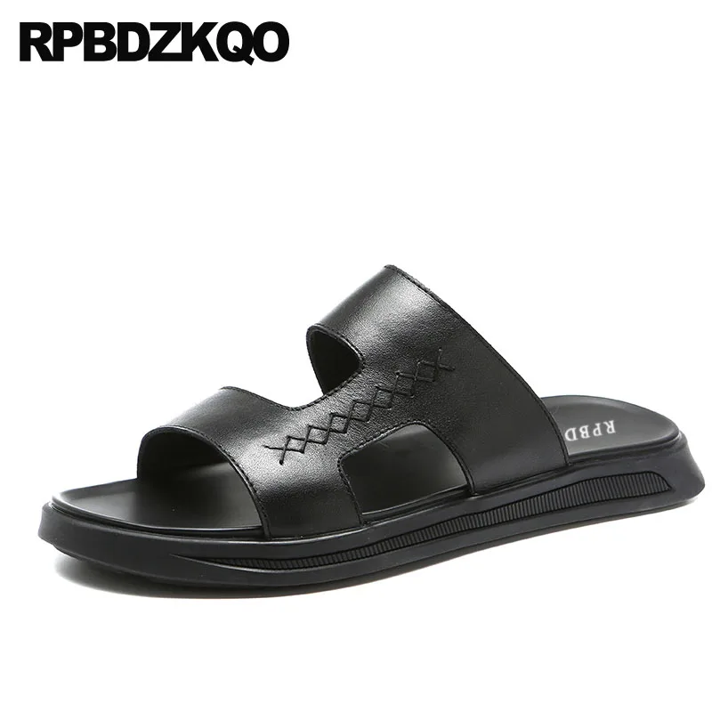 

water waterproof 2019 sandals summer black beach slippers breathable slides flat luxury leather designer shoes men high quality