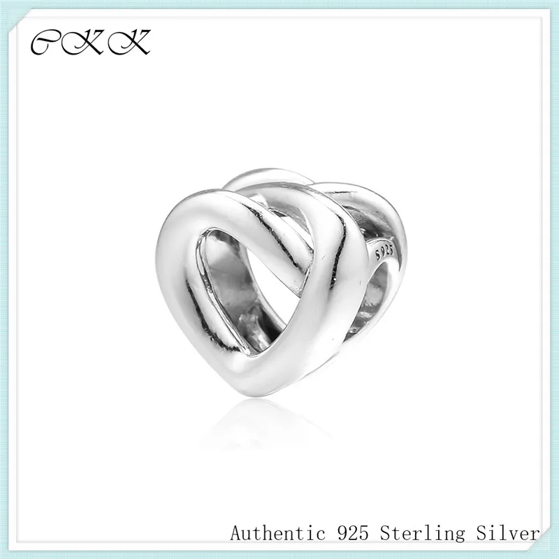 

Fit Pandora Bracelet Knotted Heart Beads 100% 925 Sterling Silver Charm for Jewelry Making 2019 Mother's Day Gift CKK PF964