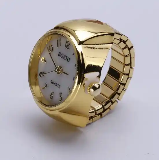Finger Ring Watch Luxury Quartz Clocks Round Elastic Finger Ring Watch Luxury Quartz