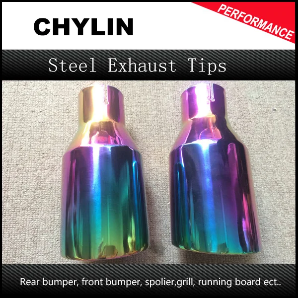 1 Pair Universial Colorful Purple Chrome Car Stainless Steel Round Tail